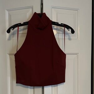 Torn by Ronny Kobo Deep Red High-Neck Crop Top